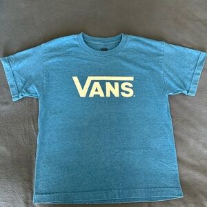 Van’s blue t-shirt, pet and smoke free home, worn once, no fade to logo